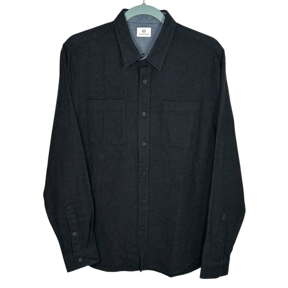 AG Adriano Goldschmied Button Up Shirt Mens Medium Black Herringbone Twill NEW